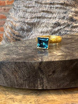 Ara 24k Square Blue Topaz Ring