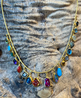 Ara Multi-Stone and 24kt Gold Charm Necklace