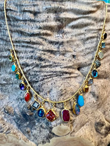 Ara Multi-Stone and 24kt Gold Charm Necklace