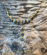 Ara Multi Natural Color Diamond and 24kt Gold Drop Necklace