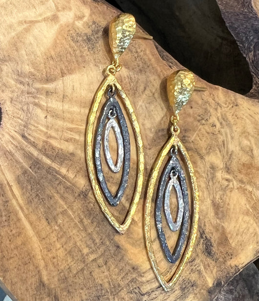 Ara 24K Mixed Metal Marquis Drop Earrings