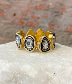 Ara Rose Cut Diamond and 24kt Gold Eternity Band