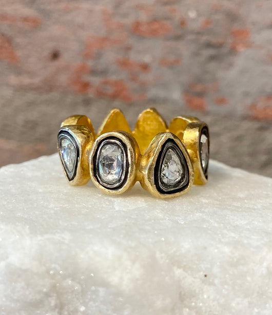 Ara Rose Cut Diamond and 24kt Gold Eternity Band