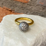 Ara 24kt Gold Pave Diamond Ball Ring
