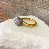 Ara 24kt Gold Pave Diamond Ball Ring