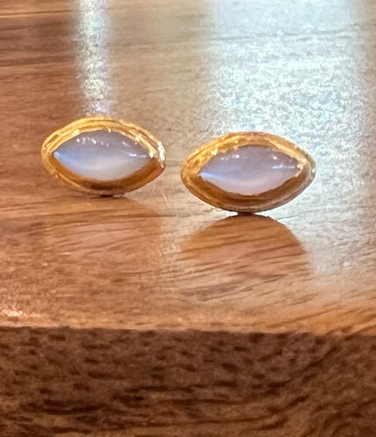 Ara 24K Gold Ball Marquis Moonstone Earrings