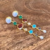 Ara 24k Gold and Multi Gemstone Linear Earrings