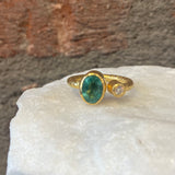 Ara Emerald and Diamond Open Circle Ring