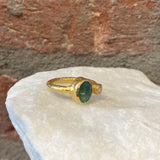 Ara Emerald and Diamond Open Circle Ring