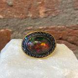 Ara Dark Opal, Black Diamond and 24kt Gold Ring