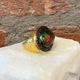Ara Dark Opal, Black Diamond and 24kt Gold Ring
