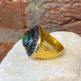 Ara Dark Opal, Black Diamond and 24kt Gold Ring