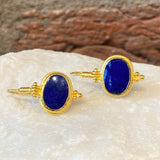Ara Oval Lapis and 24kt Gold Drop Earrings
