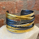 Ara 24kt Gold and Oxidized Silver Criss-Cross Cuff Bracelet
