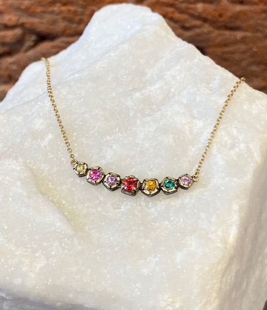 Annie Fensterstock Mixed Metal Rainbow Rock Necklace