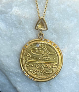 Karen Liberman Ottoman Coin Necklace With Trillion Cut Diamond Accent