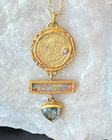 Karen Liberman Carved Ottoman Coin, Opal, Tourmaline Necklace