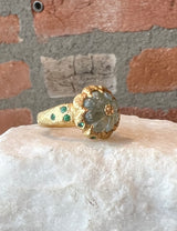Karen Liberman Carved Aquamarine Flower Ring
