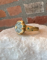 Karen Liberman Carved Aquamarine Flower Ring