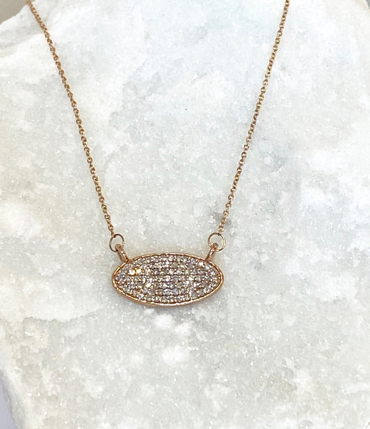 Andi Alyse Pave Diamond and Rose Gold Oval Necklace