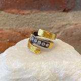 Ara 3 Row Diamond and 24kt Gold Spiral Ring