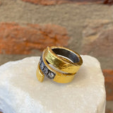 Ara 3 Row Diamond and 24kt Gold Spiral Ring