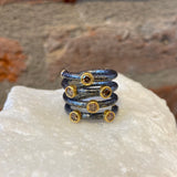 Ara Brown Diamond, 24kt Gold and Oxidized Silver Spiral Ring