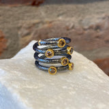 Ara Brown Diamond, 24kt Gold and Oxidized Silver Spiral Ring