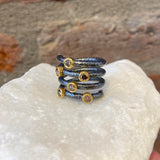Ara Brown Diamond, 24kt Gold and Oxidized Silver Spiral Ring
