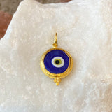Ara 24kt Gold and Dark Blue Glass Small Evil Eye Charm