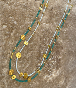 Ara Emerald and 24k Disc Necklace