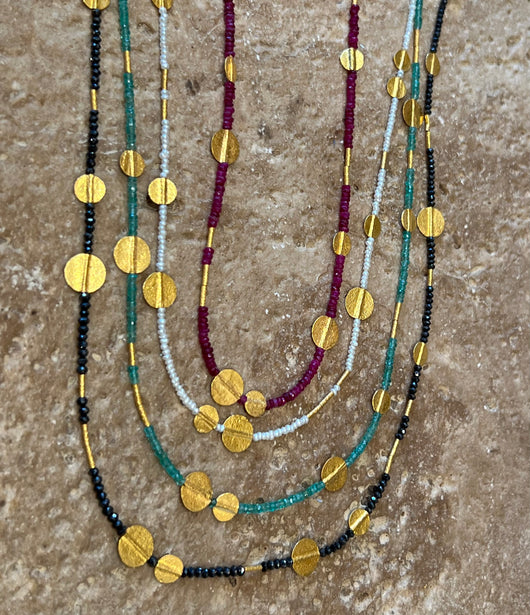 Ara Ruby and 24k Disc Necklace