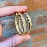 EYG Collection Yellow Gold and Diamond Inside Out Hoop Earrings