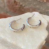 Jessica Weiss Sterling Silver and Black Diamond Ripple Hoop Earrings