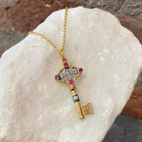 Arman Ruby and Diamond Key Pendant Necklace