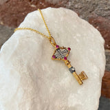 Arman Ruby and Diamond Key Pendant Necklace