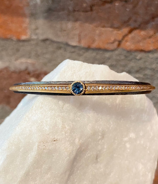 Arman Aquamarine Center Stone and Diamond Cuff