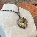 Arman Emerald and Diamond Cross Locket Necklace