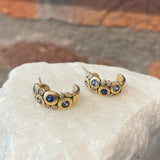 Alex Sepkus 'Candy' Yellow Gold and Blue Sapphire Huggie Earrings