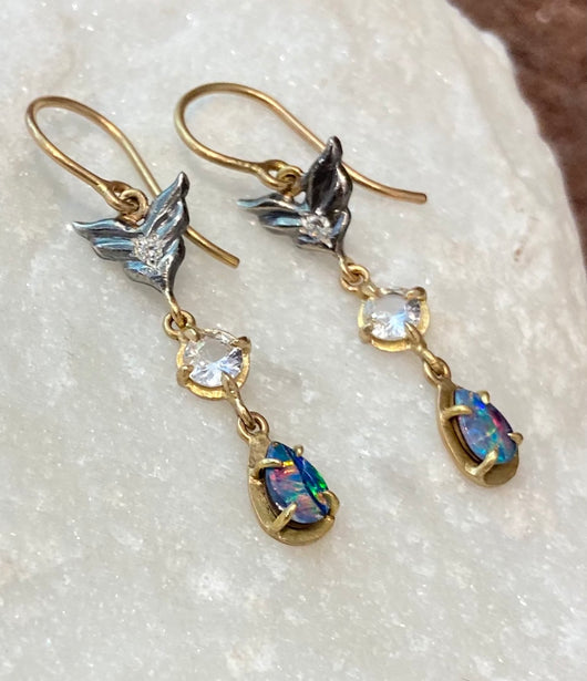 Annie Fensterstock Opal Wing Earrings