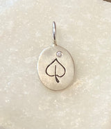 Heather Moore Mini Sterling Silver and Diamond Oval Aspen Leaf Charm
