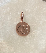 Heather Moore Mini Rose Gold and Diamond Round Aspen Leaf Charm