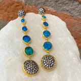 Ara Graduated Opal and White Diamond Circle Dangle Earrings