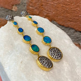 Ara Graduated Opal and White Diamond Circle Dangle Earrings