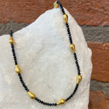 Ara 24kt Gold and Black Diamond Beaded Necklace