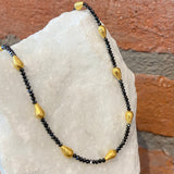 Ara 24kt Gold and Black Diamond Beaded Necklace