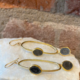 Jessica Weiss Yellow Gold Double Slate Oval Hoops