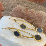 Jessica Weiss Yellow Gold Double Slate Oval Hoops