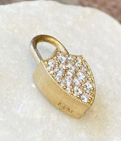Erica Molinari Yellow Gold Diamond Shield Padlock
