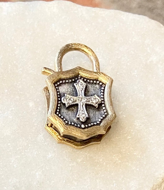 Erica Molinari 2-Tone Diamond Cross Padlock